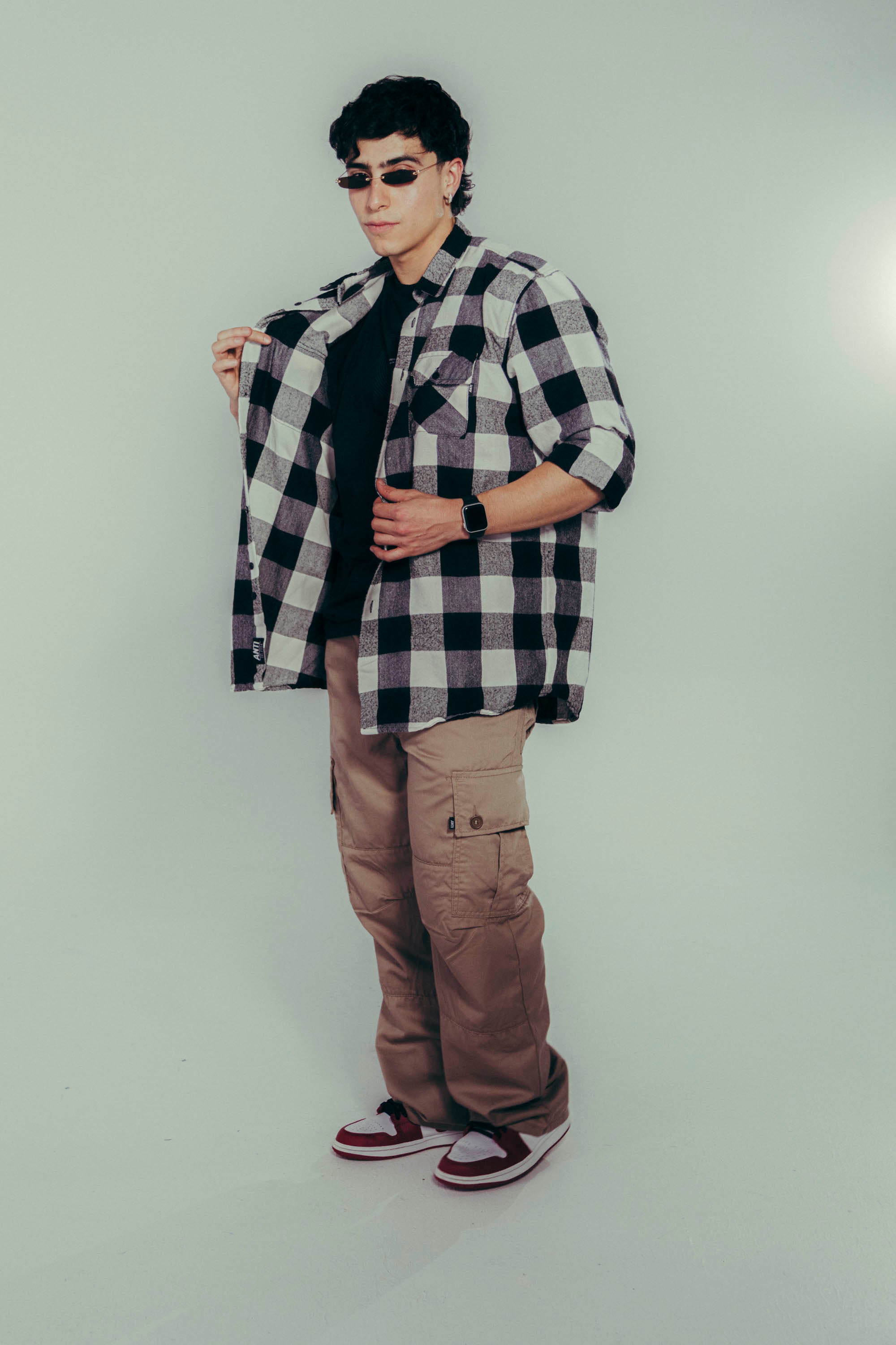 Camisa Leñador Franela Gris/Negro