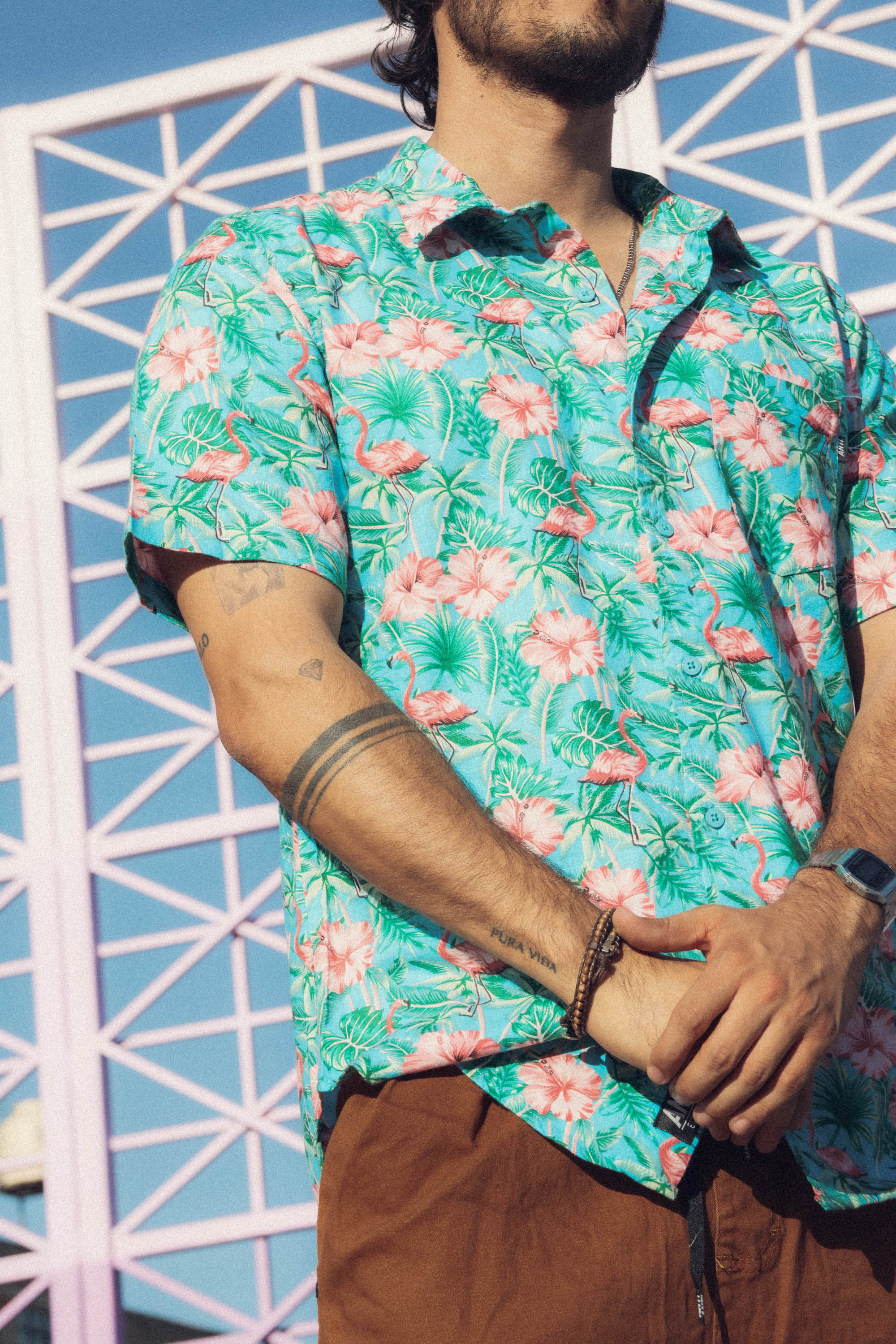 Camisa Tropical Celeste
