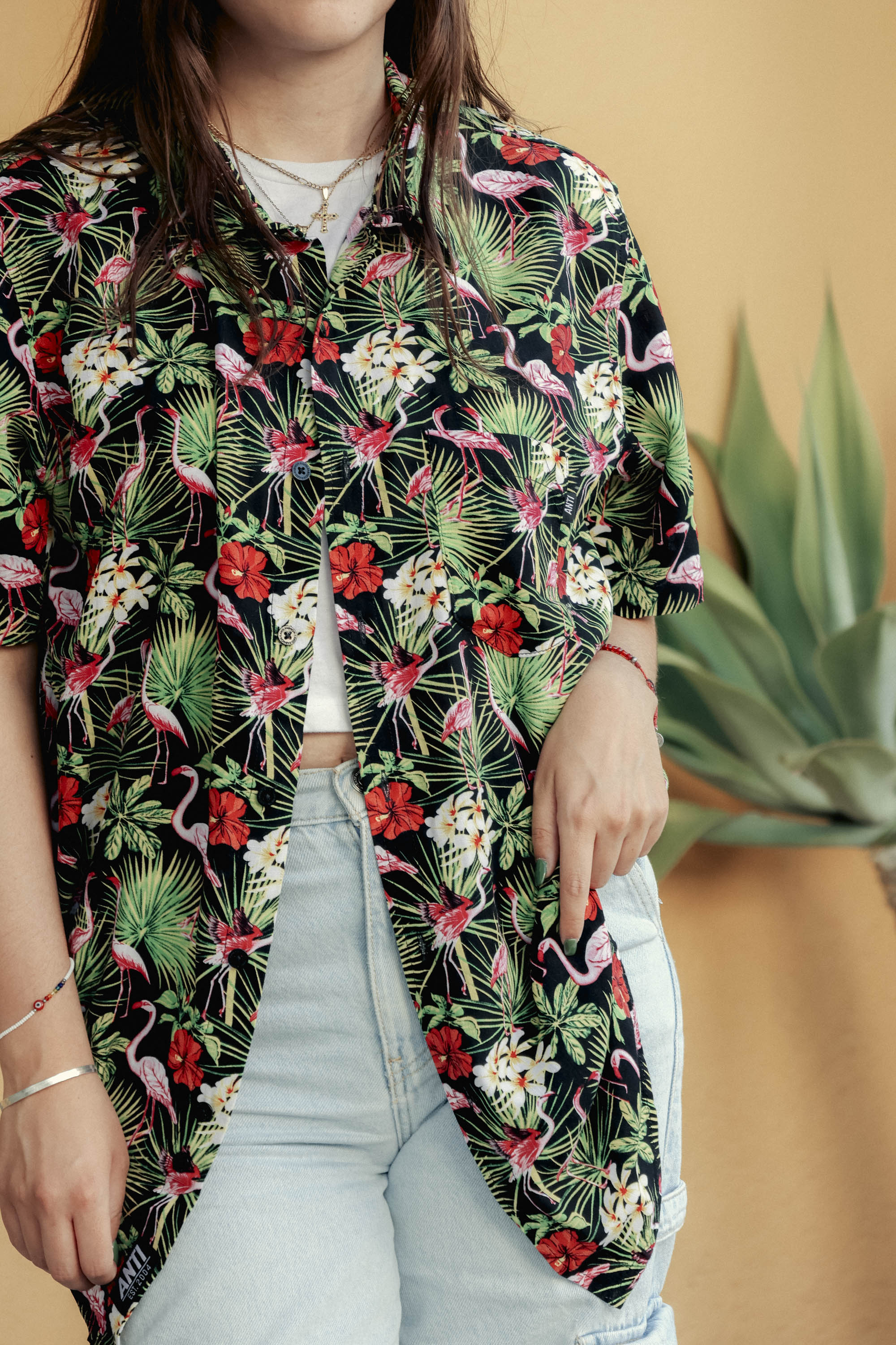Camisa Flamingos Negro