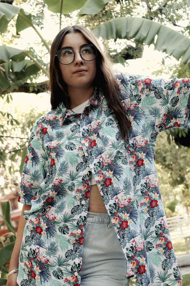 Camisa Flamingos Blanco - ANTIFASHION