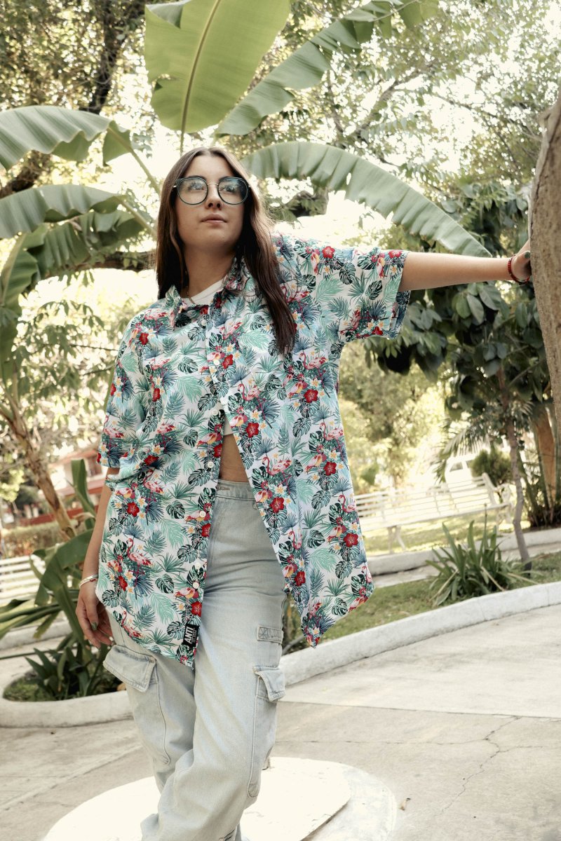 Camisa Flamingos Blanco - ANTIFASHION
