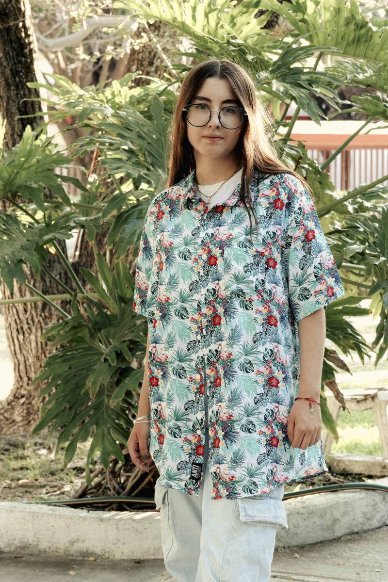 Camisa Flamingos Blanco - ANTIFASHION