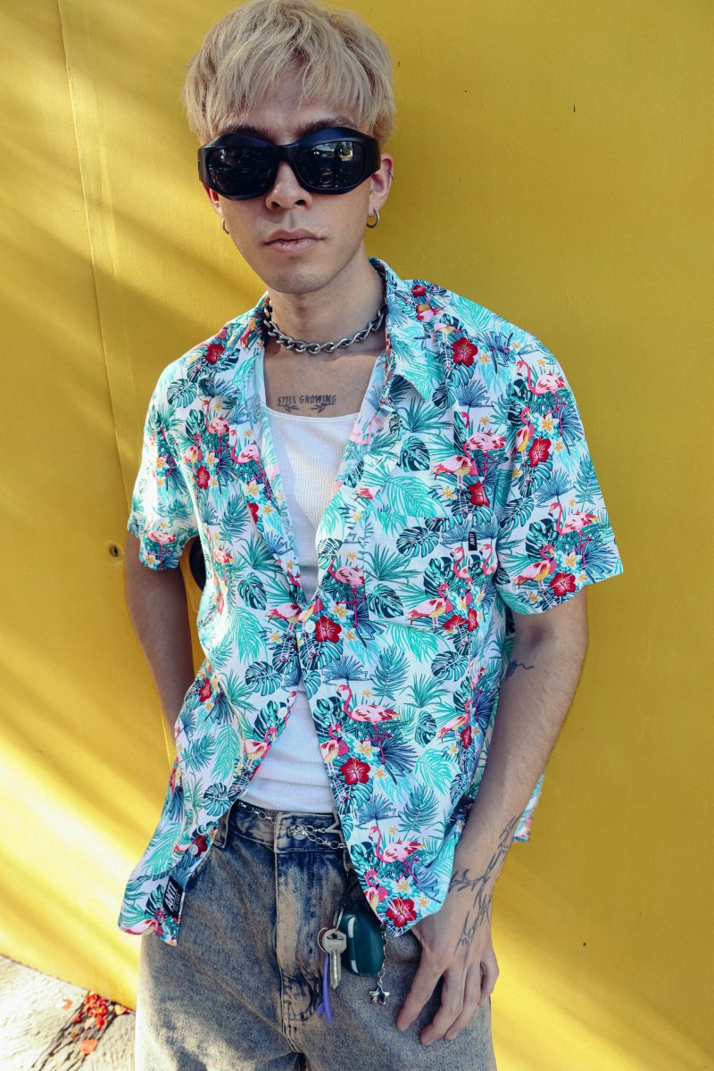 Camisa Flamingos Blanco - ANTIFASHION