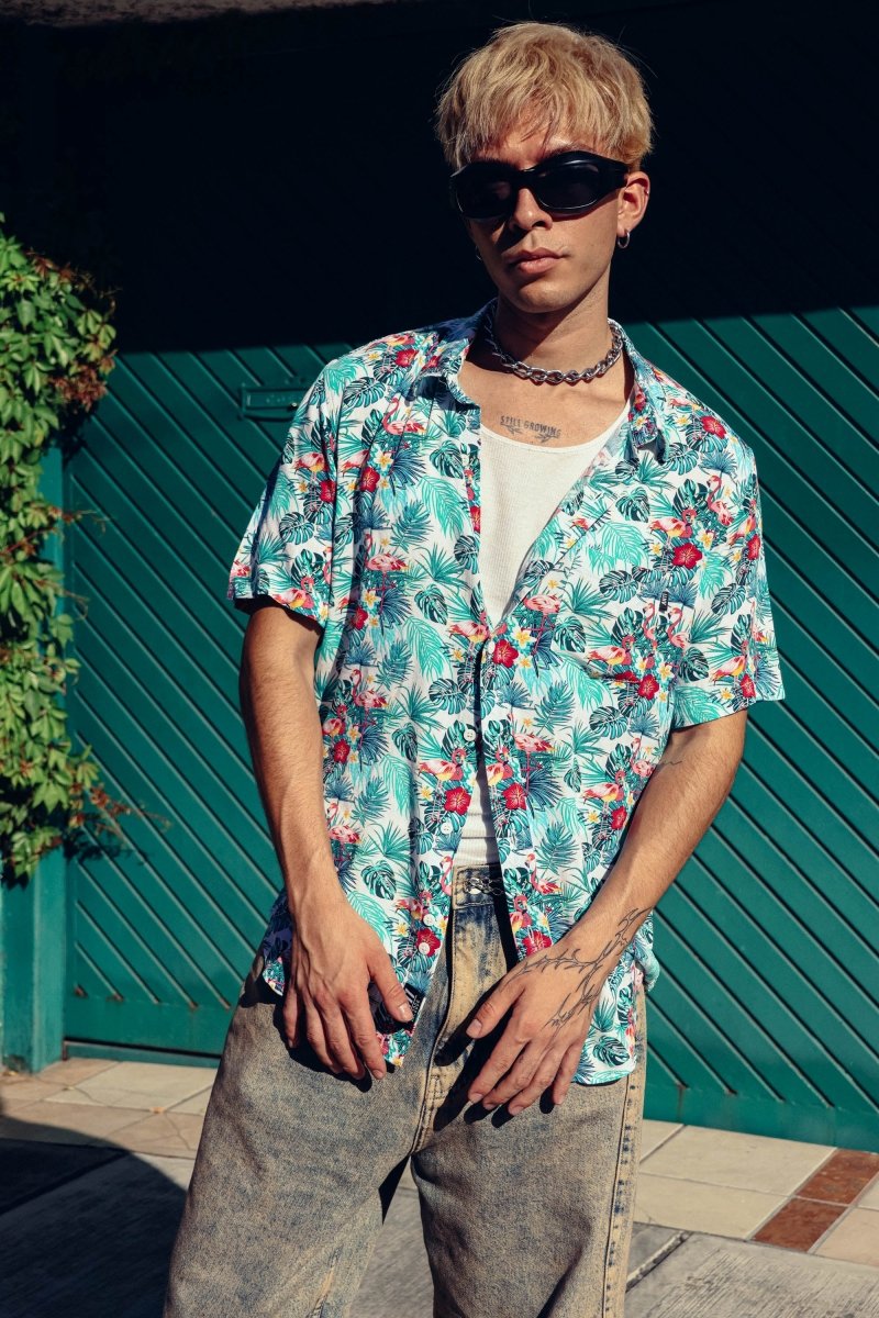 Camisa Flamingos Blanco - ANTIFASHION