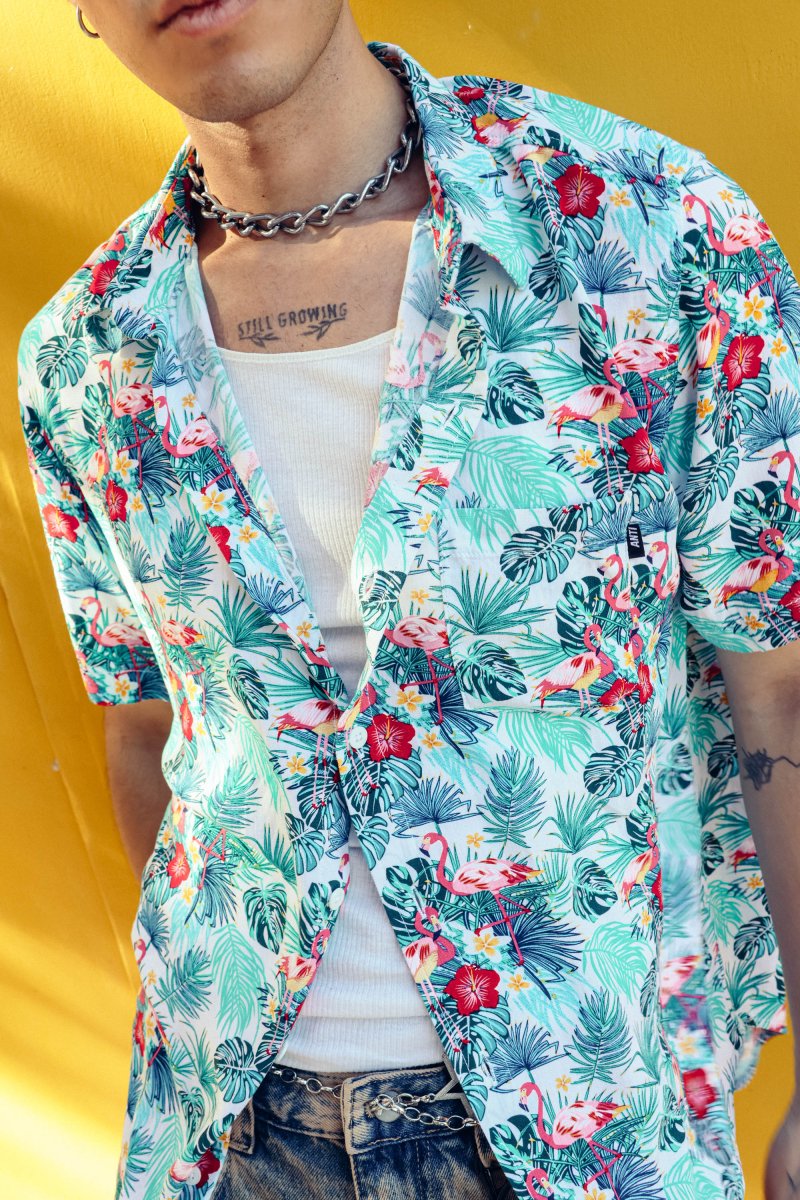 Camisa Flamingos Blanco - ANTIFASHION