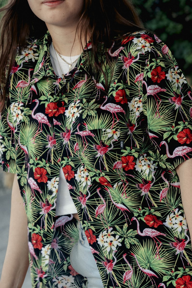 Camisa Flamingos Negro - ANTIFASHION
