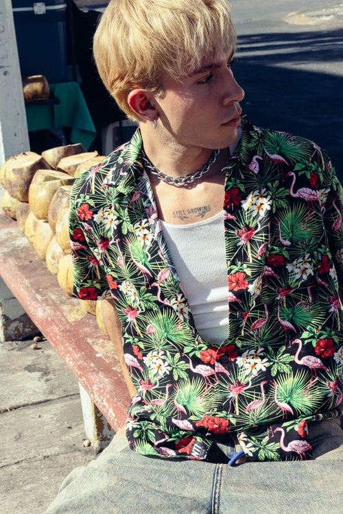 Camisa Flamingos Negro - ANTIFASHION