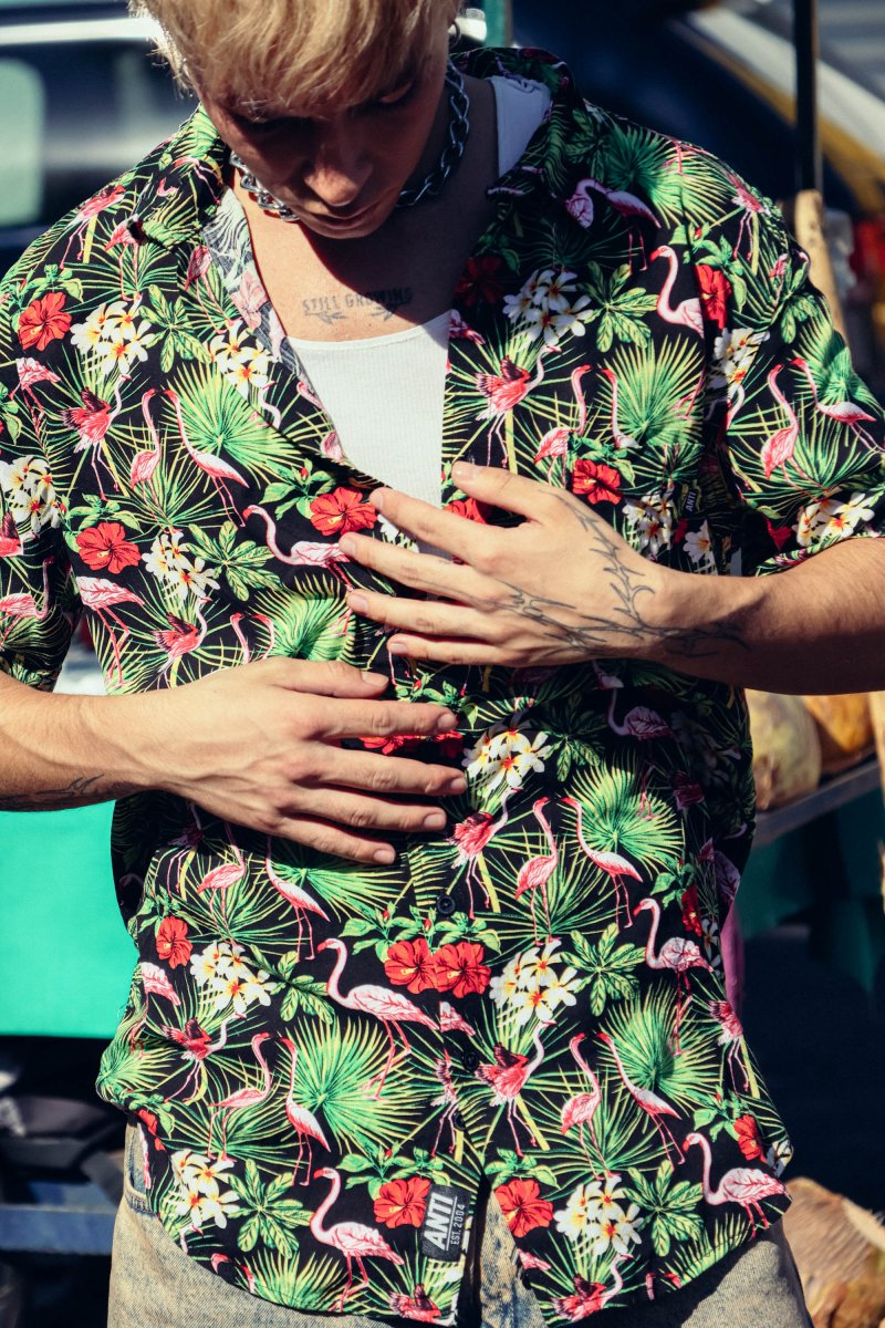 Camisa Flamingos Negro - ANTIFASHION