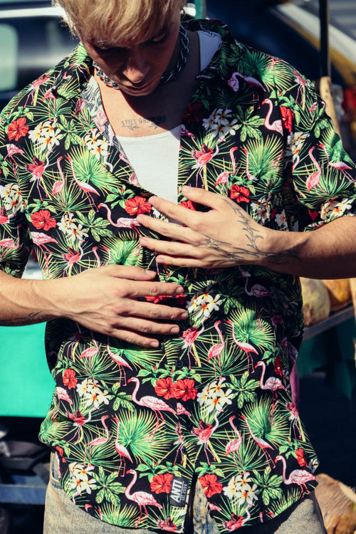 Camisa Flamingos Negro - ANTIFASHION