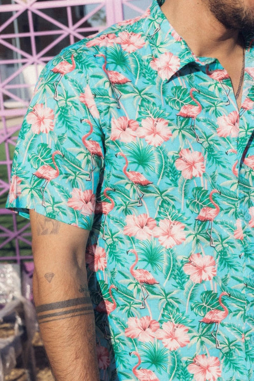 Camisa Tropical Celeste - ANTIFASHION