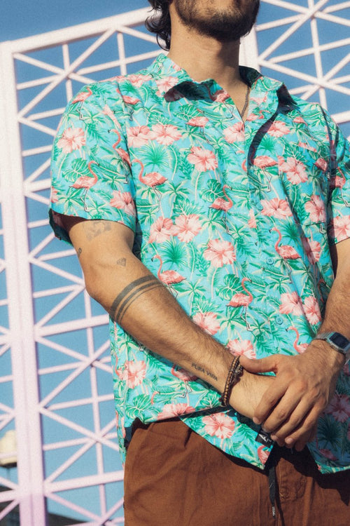 Camisa Tropical Celeste - ANTIFASHION