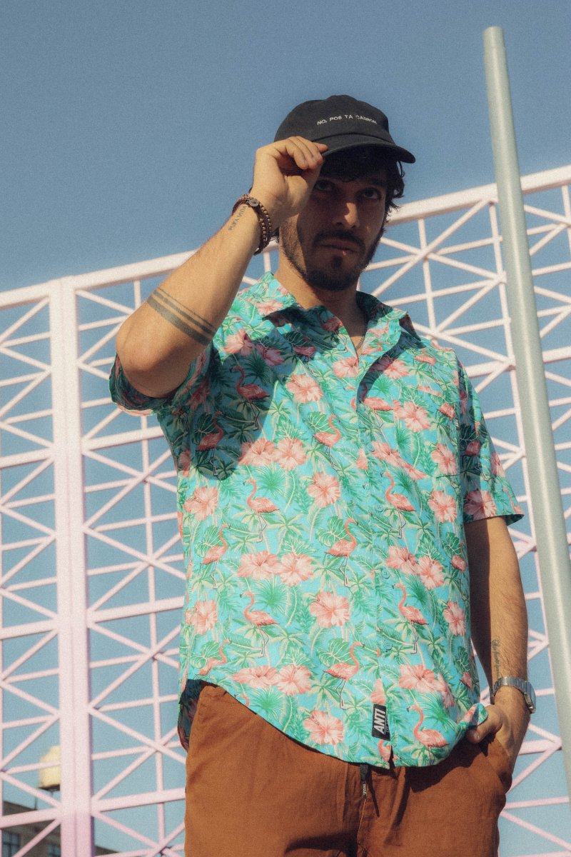 Camisa Tropical Celeste - ANTIFASHION