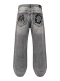 Jeans Bordados Bite Gris - ANTIFASHION