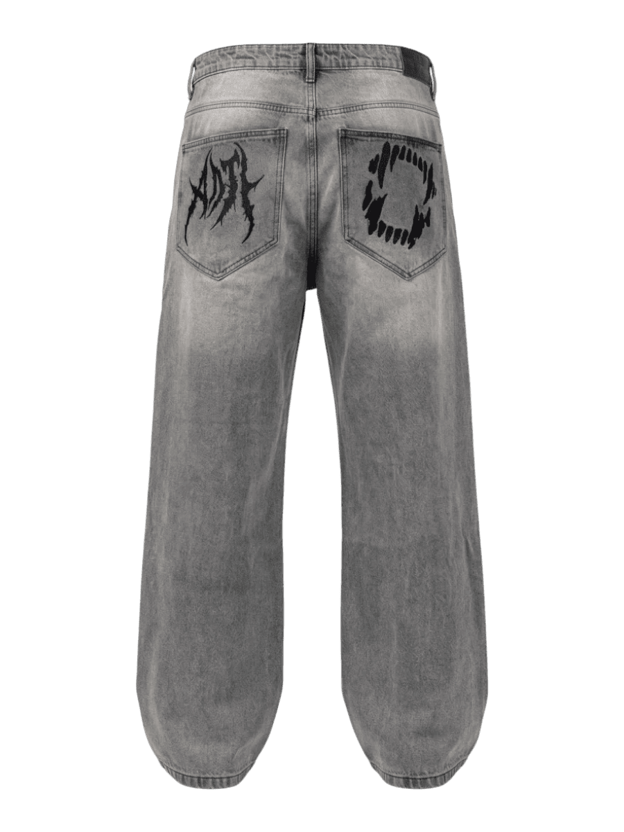 Jeans Bordados Bite Gris - ANTIFASHION