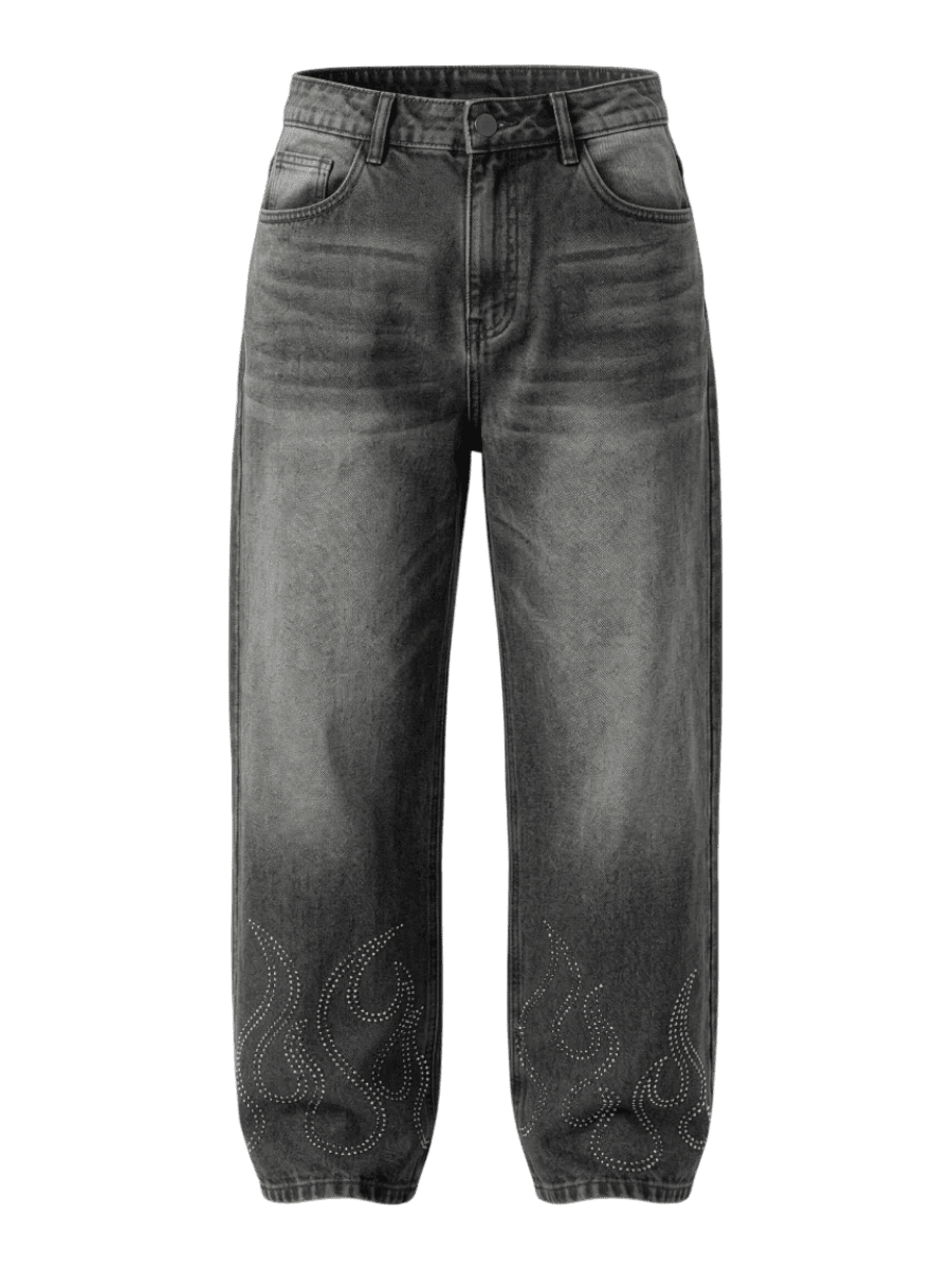 Jeans Bordados Bite Gris - ANTIFASHION