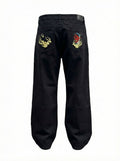 Jeans Bordados Hannya Black - ANTIFASHION
