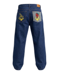 Jeans Bordados Hannya Índigo - ANTIFASHION