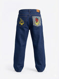 Jeans Bordados Hannya Índigo - ANTIFASHION