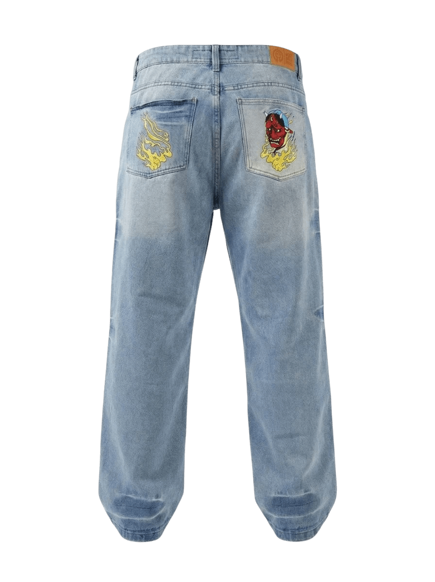 Jeans Bordados Hannya Navy - ANTIFASHION