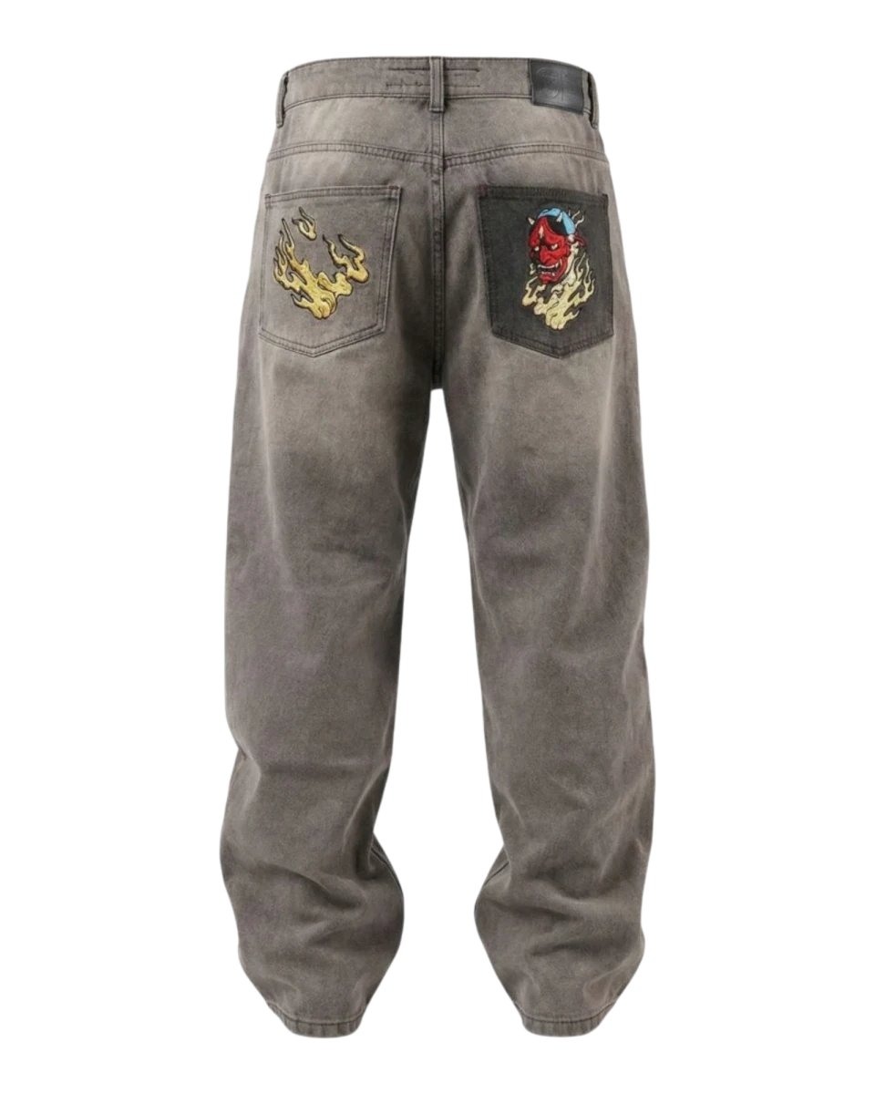 Jeans Bordados Hannya Oxford - ANTIFASHION