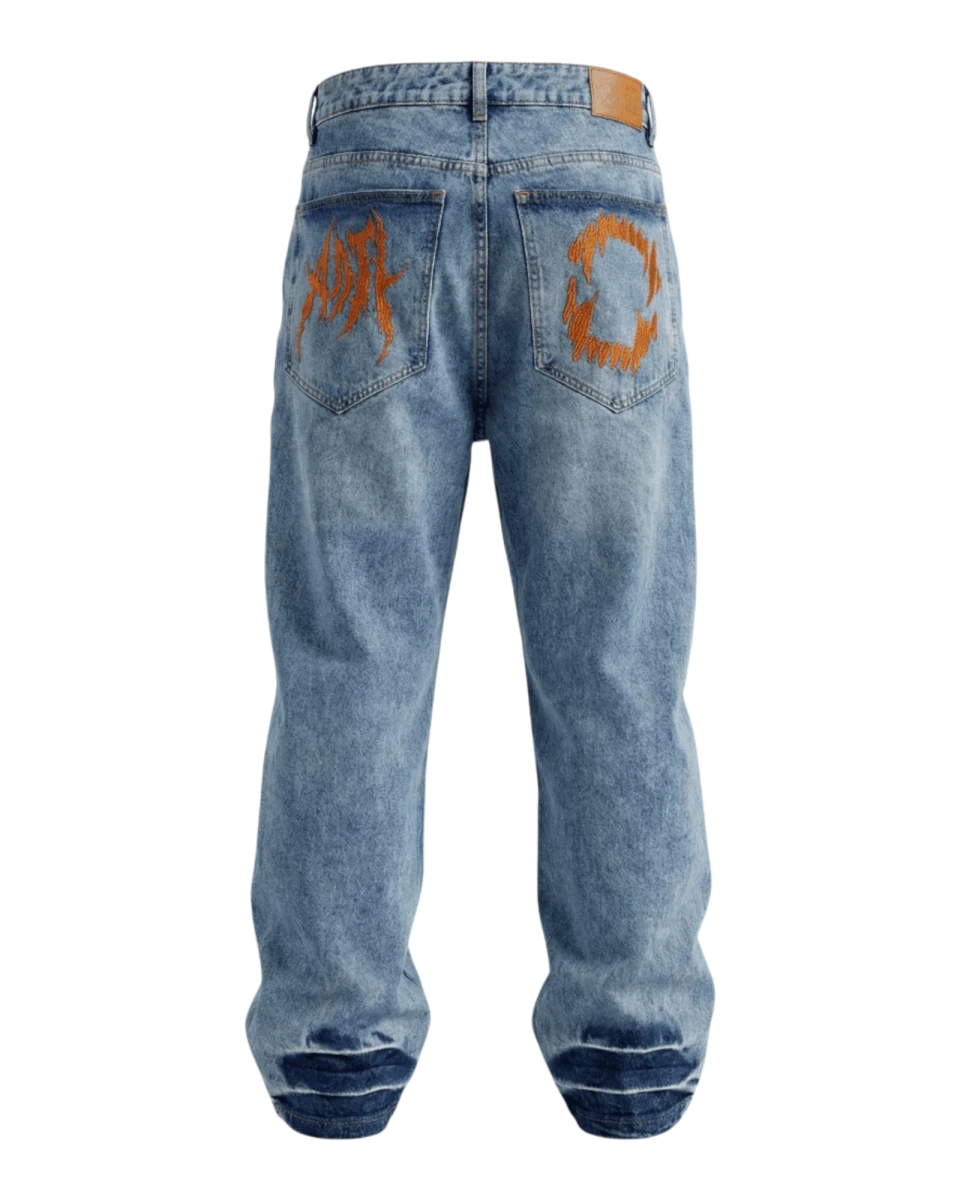 Jeans Bordados Navy Bite - ANTIFASHION