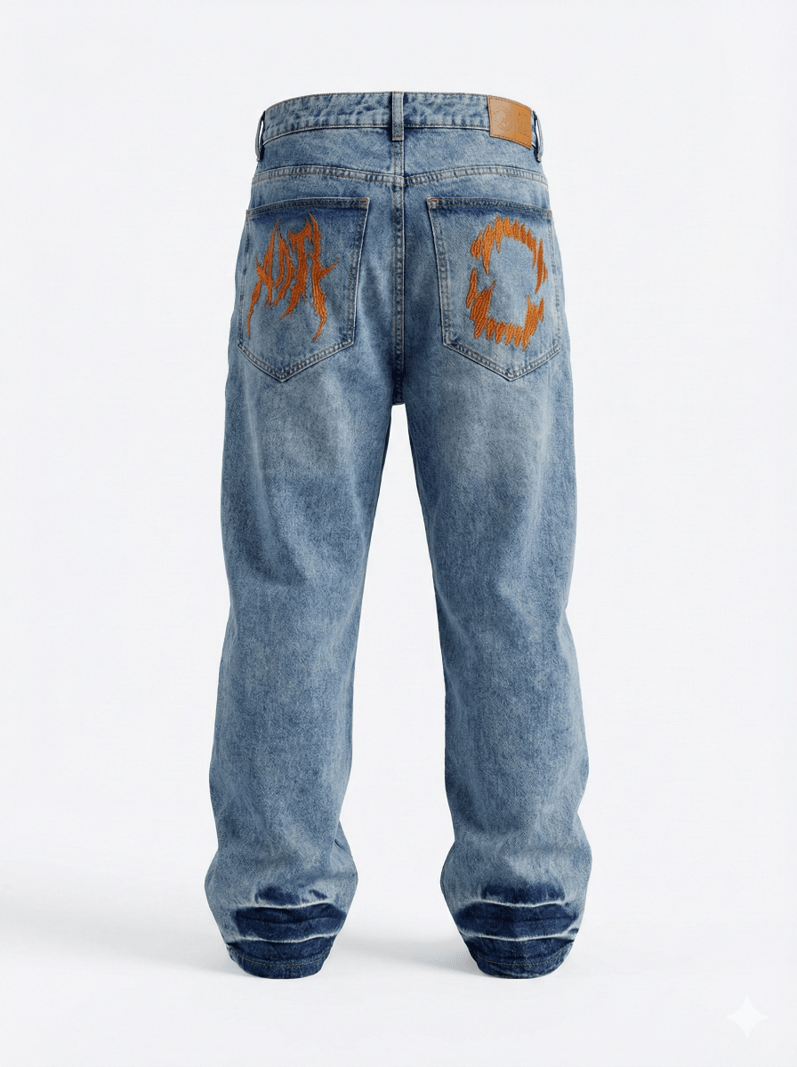 Jeans Bordados Navy Bite - ANTIFASHION