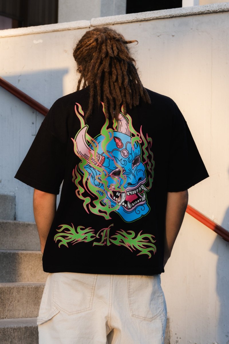 Playera Heavy Duty Oni Mask Black - ANTIFASHION
