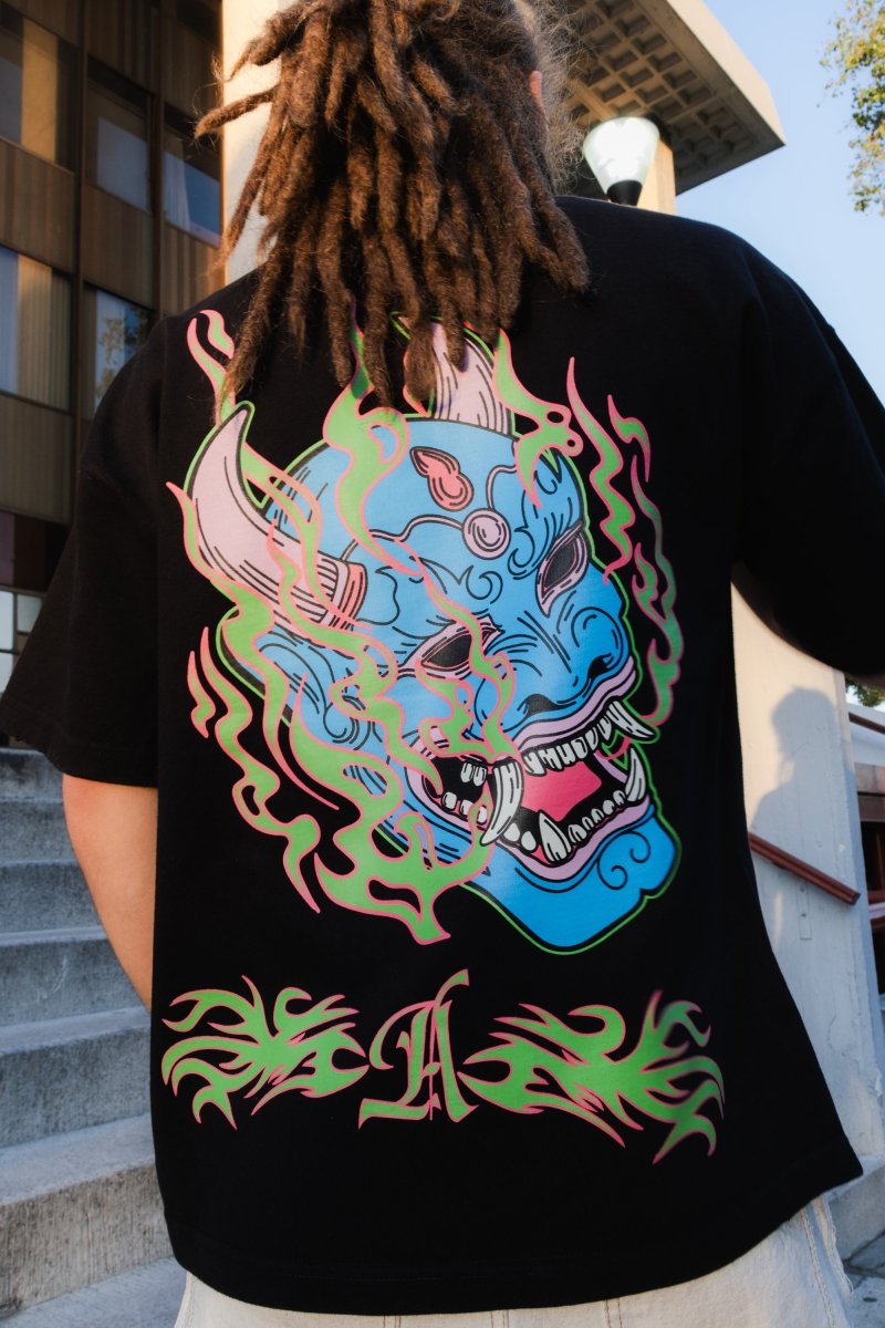 Playera Heavy Duty Oni Mask Black - ANTIFASHION