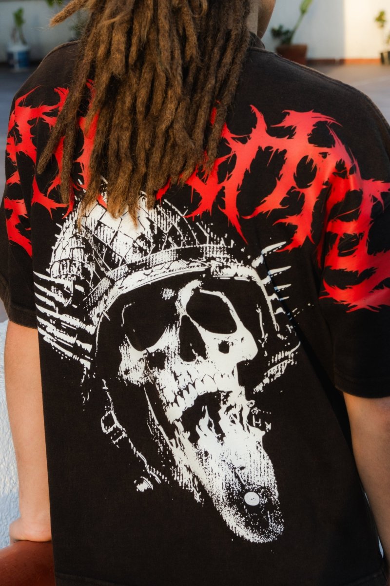 Playera Heavy Duty Pill Black Desgaste - ANTIFASHION