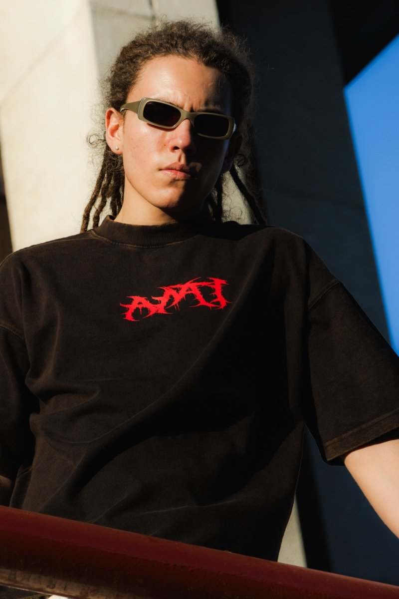 Playera Heavy Duty Pill Black Desgaste - ANTIFASHION