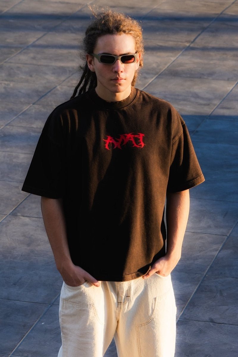 Playera Heavy Duty Pill Black Desgaste - ANTIFASHION