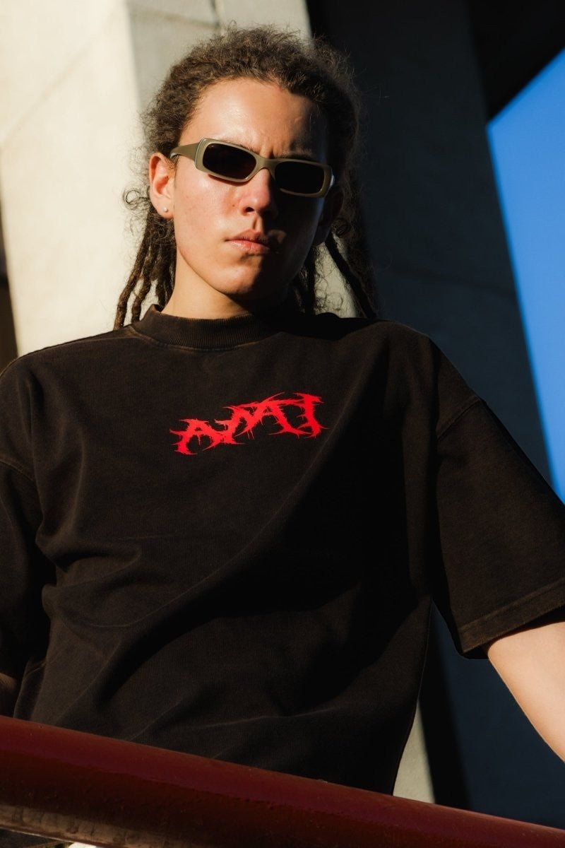 Playera Heavy Duty Pill Black Desgaste - ANTIFASHION