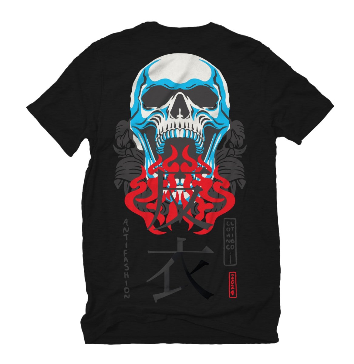 Playera Prime Kanji Skulls Black - ANTIFASHION