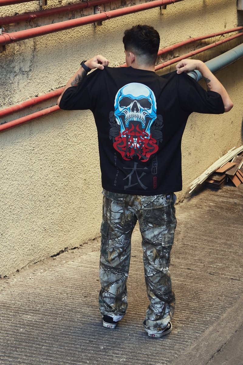 Playera Prime Kanji Skulls Black - ANTIFASHION