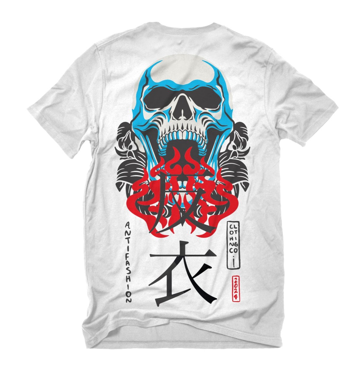 Playera Prime Kanji Skulls White - ANTIFASHION
