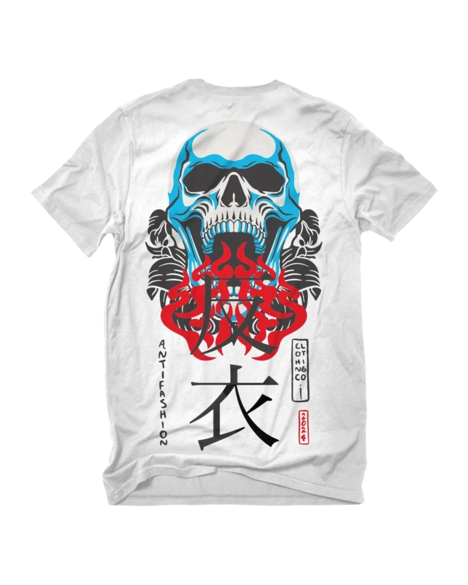 Playera Prime Kanji Skulls White - ANTIFASHION