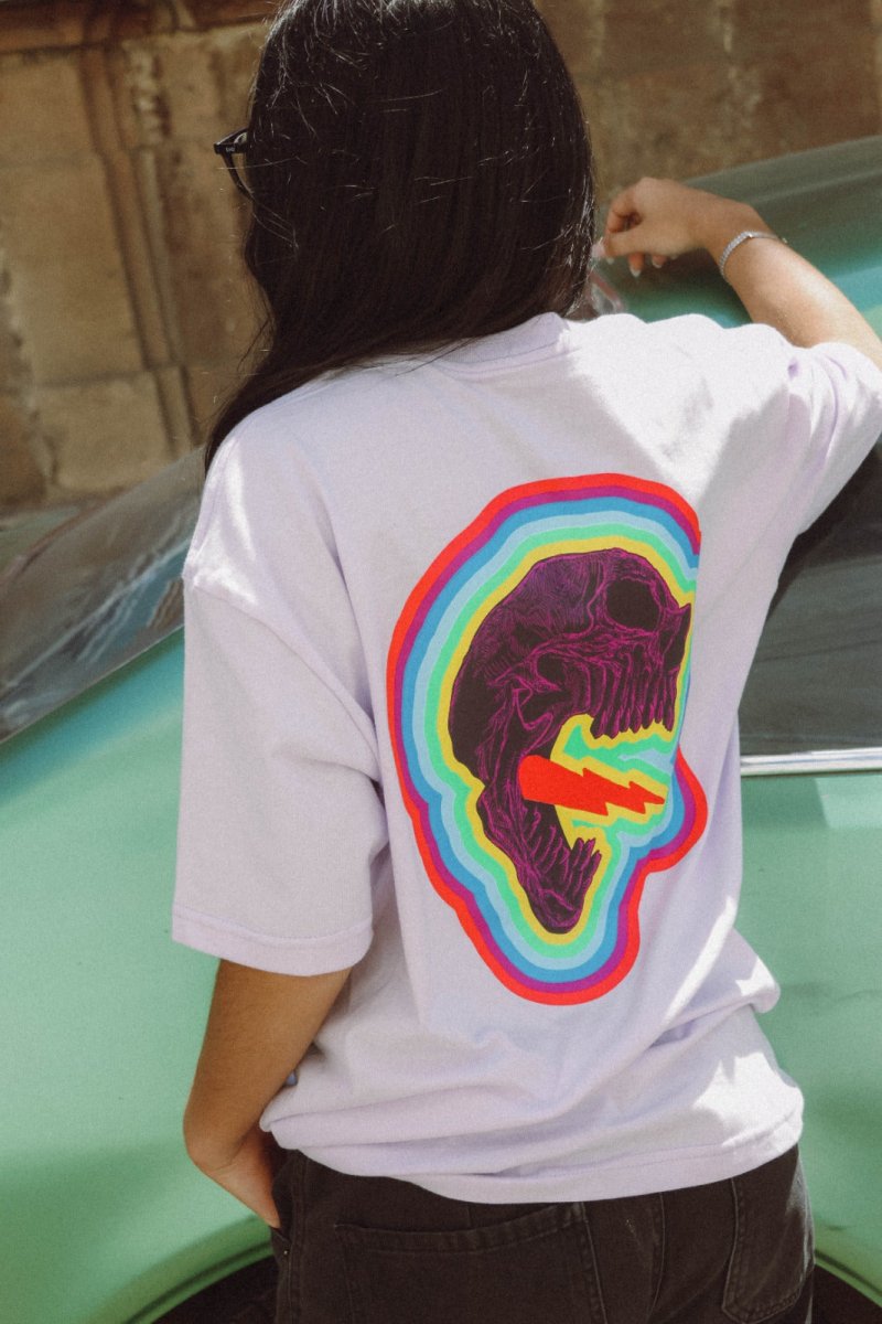 Playera SKULL LIGHTING Lila - ANTIFASHION