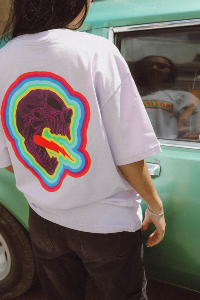 Playera SKULL LIGHTING Lila - ANTIFASHION